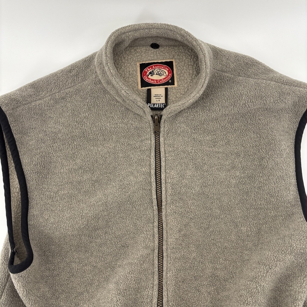 Australian Outback Collection Vest Mens Large Gray Polartec Fleece‎ Full Zip